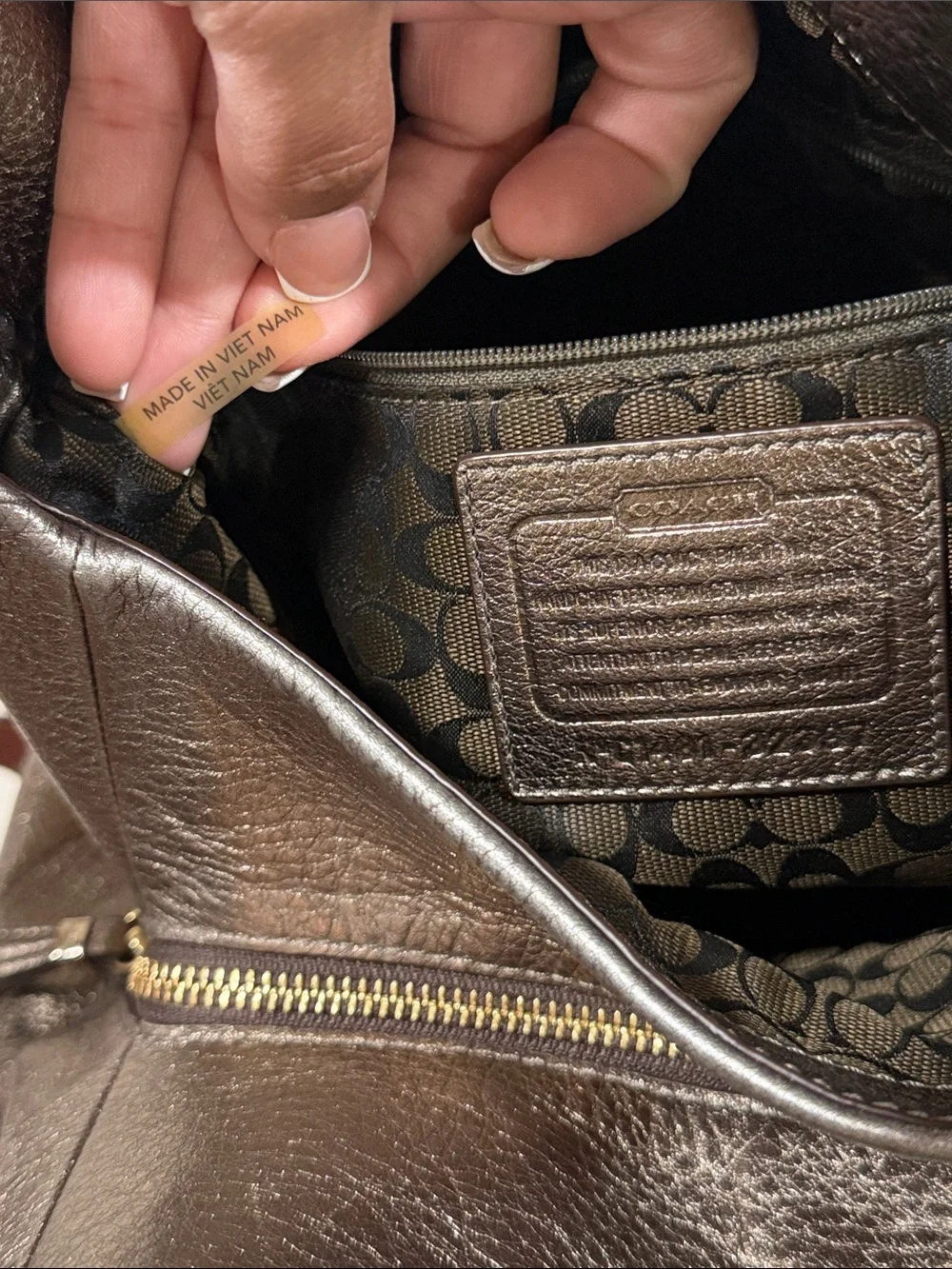 COACH Madison Phoebe Shoulder Bag in Metallic Leather